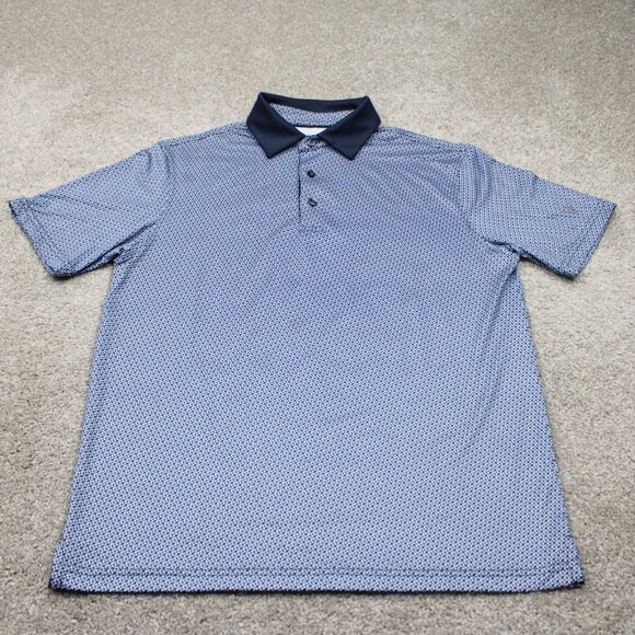 Maelreg Performance Polo Shirt Mens Small Blue Geometric Stretch S/S Pullover - Picture 2 of 13